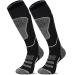Merino Wool Ski Socks 2 Pairs, Thermal Knee High Warm Socks for Snowboarding, Hiking, Cold Weather, Snow, Hunting 2 Pairs-2 Black Large