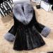 Women's Elegant Fox Fur Parka Coat with Cap | Faux Mink Outerwear | Black, X-Large - Buy Online on GoSupps.com
