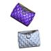 Azi Set of 2 Compact Mirrors   Purse Design Cute Double Sided with Hinge and Flap Open Style 1 Silver and 1 Purple