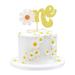 Keaziu 1PCS Daisy One Cake Toppers For 1st Birthday Daisy Birthday Party Decor Boho Groovy Daisy First Birthday One Year Old Baby Shower Hippie Party Favors Supplies 1-2 Gold L1