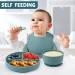Baby Feeding Set: Silicone Bib, Suction Divided Bowl, Spoon, Fork - Toddler Utensils for Baby Led Weaning - 6 Months (Blue Green) - Buy Online on GoSupps.com