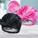 2 Pack Satin Lined Shower Caps for Women and Kids - Waterproof & Adjustable Hair Cap for Long Hair - Reusable Bath Hat - Black and Rose Red - Buy Online on GoSupps.com