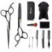 Hair Cutting Scissors Set by Aszwor Hairdressing Shears Kit 12 PCS Professional Haircut Scissors Kit with Hair Cutting Scissors, Thinning Shears, Multi Use Haircut Kit for Home Salon Barber Black- 12 in 1