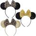 LIHELEI Minnie Mouse Ears Headband with Leopard Bows, Party Decoration Headbands for Halloween Costume, Headwear Hair Accessories for Women Girls-3 PCS A Style A-3PCS