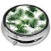 Palm Tree Green Leaves Mini Round Pill Box - 3 Compartment Travel Organizer for Medicine & Supplements - Buy Online on GoSupps.com