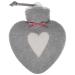 Hot water bottle/heart hot water bottle 0.8 liters with cover made of merino wool felted grey with white heart by Dorothee Lehnen