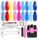 Lavender Violets 19 Pcs Gel Nail Polish Portable LED Nail Lamp Dryer Bright Rich Red Blue Yellow Colours Soak Off UV Base Coat Matte n No Wipe Top Coat Nail File Golden Sliver Sticker Tools Kit R968A Disco Party-968A