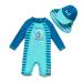 BONVERANO Baby Boys Swimsuit Toddler Bathing Suit Long-Sleeve Zipper One Piece Swimwear with UPF 50+ Sun Protection Dinosaur 9-12 Months