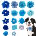 BIPY 16PCS Dog Collar Flowers and Bows Fake Pearls Rhinestone Collar Charms Slides for Dogs Cats Puppy Small Medium Dog Spring Summer Wedding Birthday Party Grooming Accessories Blue