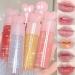 6 Colors Plumping Lip Gloss Set Hhydrating Water Mirror Clear Lipstick Makeup Shimmery Glitter Moisturizing Lip Gloss with Shimmery Finish - Lightweight Sheer and Hydrating