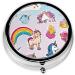 Rainbow Round Pill Box - 3 Compartment Mini Decorative Travel Holder | Portable Medicine Organizer for Vitamins & Tablets - Buy Online on GoSupps.com