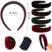 Velvet Wide Headbands for Women - Set of 4 Soft No Slip Headbands in Black, Red, Brown, Green - Thin Hair Accessories - Perfect Christmas Gift for Women and Girls - Buy Online on GoSupps.com