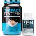 Nutrology TRIPACT Protein Powder 7-in-1 Meal Replacement Shake Vanilla Latte Cinnamon Flavor (40 Servings) Zen Natural Magnesium Supplement (30 Servings)