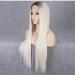 SHIYID Platinum Lace Front Wig - Blonde & Brown Roots | Long Silky Straight Synthetic Wig for Women - Heat Resistant - Buy Online on GoSupps.com
