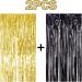 2PCS 3' X 8' Black & Gold Metallic Tinsel Foil Fringe Curtain Backdrop for Parties - 2023 New Years, Halloween, Graduation - 2 Pack - Buy Online on GoSupps.com