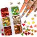 6 Grids 3D Maple Leaf Glitter Nail Sequins Fall Nail Art Stickers Decals Holographic Laser Glitter Leaves Gold Yellow Red Fall Glitter Nail Designs Charms Autumn Glitter for Acrylic Nail Decorations B-3