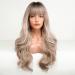EMMOR Ombre Blonde Wavy Wig with Bangs - Long Curly Heat Resistant Fiber Synthetic Wig for Daily Use - Buy Online on GoSupps.com