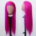 Tawarm Long Smooth Rose Red Lace Front Wig - Synthetic Glue-Free High Temperature Fiber for Women - Bright Pink Straight Daily Wear - Buy Online on GoSupps.com