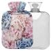 Naanle hot water bottle with lid spring hydrangeas transparent hot water bottle 2l large hot hot water bottle for menstrual cramps pain relief handfoot heat and cold therapy