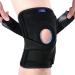 ABYON Knee Brace Knee Support with Side Stabilizers and Gel Pad Adjustable Non-Slip Open Patella Support for Men Women Arthritis Meniscus Tears LCL/MCL/ACL Ligament Joint Pain (L/XL) L/XL Black