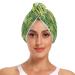 Tropical Green Palm Leaves Hair Towel 2 Pack Super Absorbent Hair Drying Towel Quick Dry Hair Turbans Head Towel with Button Twisty Wrap for Women Girls