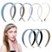 Bekecidi 8 Piece Headbands Set Fashion Style Flower Hair Hoop Pearl Head Band Plaid Headband Outdoor Hair Accessories for Women Girls (Blue)