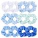 12 Pack Elastics Band Hair Scrunchies Blue Satin Scrunchy Elastic Hair Bobbles Scrunchies Jaciya Hair Ties Ponytail holder Hair Accessories for Women Girls Blue Series