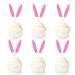 Ercadio 24 Pack Easter Bunny Pink Ears Cupcake Toppers Pink White Bunny Ears Cupcake Picks Easter Rabbit Ears Cupcake Toppers for Easter Day Theme Baby Shower Birthday Party Decor Supplies Pink-3