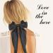 2pcs Long Tail French Hair Bows for Women - Black & Milky White Satin Silky Bow Barrettes - 90's Accessories for Birthday/Party/Show - Buy Online on GoSupps.com