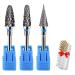 CGBE 3 pieces of nail miller attachments tungsten alloy nail miller grinding heads hard metal bits remove gel acrylic nail skin professional milling cutter bits medium grain for manicure pedicure
