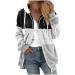 Hanxiulin plush jacket oversize warm lined fleecemantel ladies warm winter jacket long -sleeved stand -up collar upperwear art fur bladder fleece jacket women's coat elegant outdoor buffer jacket l white