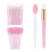 G2PLUS 102PCS Makeup Brush Kit 50Pcs Glitter Crystal Lip Brush 50Pcs Eyelash Brushes 1Pcs Double Sided Silicone Lip Scrub Brush 1Pcs Eyeshadow Brush for Personal Care and Eyelash Extension (Pink)