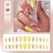 OKAQEE Almond Short Square Yellow Fake Nails with Glue - Solid Color False Nails - Buy Online on GoSupps.com