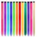 12 Pcs Colored Hair Extensions Colorful Clip in Hair Extensions 21 inch Synthetic Straight Hair Extensions for Kids Girls Women 12pcs - Rainbow