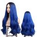 Wigs blue long ombre black wigs for women dark root middle part of natural cosplay/party/costume carnival WIG women 026b