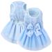 Asenku dog dress pet wedding dress princess lace puppy birthday party outfit formal clothing girls for small medium dog cats blue l l blue