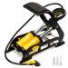 MEETLOCKS Double Cylinder Barrel Bike Foot Pump160PSI Aluminum Body Floor Air Pump with Precisional Accurate Pressure Gauge Smart Valve Head for Presta Schrader & Deutschland Valve Bicycle Tire Pumps Yellow
