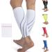 360 RELIEF Compression Calf Sleeves - for Men and Women Sports | Shin Splints Torn Muscle Cramps Workout Circulation Running Hiking Marathon | M L XL with Mesh Laundry Bag | White L-1PAIR
