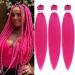 Dark Pink Pre streched Braiding Hair Easy to Use Pre feathered Braiding Hair 26 Inch(Packs of 3) Dark Pink