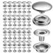 100pcs 15mm Stainless Steel Fastener Snap Press Stud Cap Button Marine Boat Canvas Line 24(4 Components  5pcs for Each)