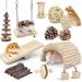 Erkoon hamster toy 12 pieces of natural wood rabbits toys exercise bell rollers dental molar tooth toys for chinchilla rabbits guinea pigs