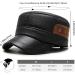 Men's Winter Leather Peaked Cap with Earflap - Adjustable Military Cadet Army Hat in Black/Brown - Buy Online on GoSupps.com