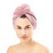 Homelevel 2x terry hair turban with button - Head towel hair towel turban - 100% cotton quick -drying - 2 pieces - hair towel in gray old pink 2 light gray / altrosa + altrosa / light gray