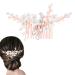 Fairvir Bridal Wedding Hair Comb Flower Silver Rhinestone Sparky Crystal Bride Leaf Side Combs Pearl Hair Accessories for Women and Girls (Rose Gold)