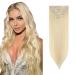 Clip in Hair Extensions Real Human Hair 8 Pieces Hair Extensions Clip in 16" Clip in Hair Extension Human Hair 65g Human Hair Extensions (Thin Weft) #613 Bleach Blonde