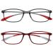 Opulize ICE reading glasses 2 Pack Ultralight frame crystal gray with red pointed pointed crystal dark red with gray pointed men RR61-7Z +1.00 +3.00 Dioptries crystal gray / crystal dark red