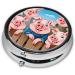 Funny Cute Pig Pattern Round Pill Box - 3 Compartment Travel Medicine Organizer | Portable Pocket Purse for Vitamins & Tablets - Buy Online on GoSupps.com