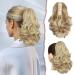 Sofeiyan ponytail extension 28cm Klue clip in ponytail hair extensions short curly corrugated ponytail extensions synthetic hair part for women light ash brown & bleaching blonde