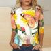 Floral Print Blouse Tops 2023 Fashion | Women's 3/4 Sleeve Graphic Tees - Yellow Medium - Buy Online on GoSupps.com