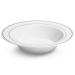 Silver Rimmed White Bowls - 5 ounce - 50 Count - Hard Plastic - Disposable or Reusable - Dessert Bowls - Salad Bowls- Cereal Bowls - Pasta Bowls 5 oz Silver Rimmed